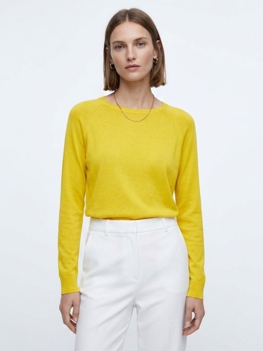 Zara Sunny Yellow Lightweight Crewneck Sweater Top Size Medium